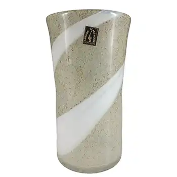 LABELLED Langham Speckled Brown, White Striped Glass Vase
