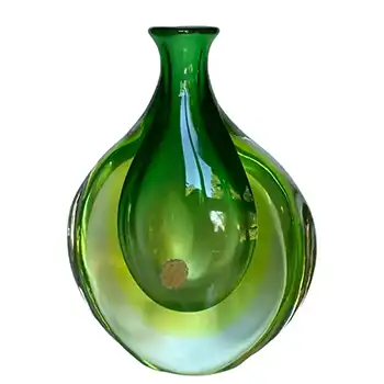 L Nason / Arte Nuova Murano Sommerso Uranium Glass Vase - Labelled