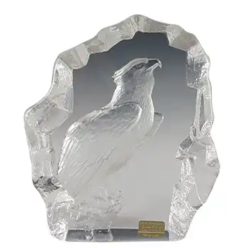 Mats Jonasson #3328 Large Glass Eagle Sculpture - Signed