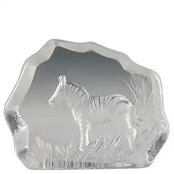 Mats Jonasson / Royal Krona #33194 Glass Zebra Paperweight - Signed