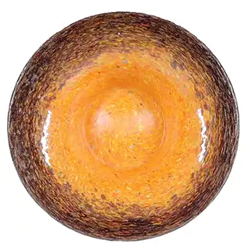 Monart UB Orange, Black & Copper Aventurine Vintage Glass Bowl