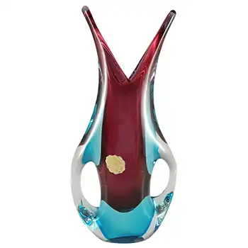 LABELLED L Nason Murano Purple & Blue Sommerso Glass Vase