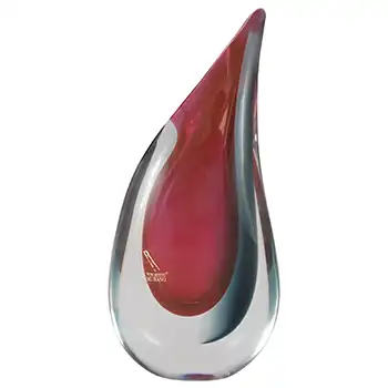 SIGNED M. Onesto Oball Murano Pink & Black Sommerso Glass Vase