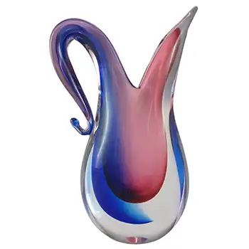 SIGNED Oball Murano Pink & Blue Sommerso Glass Vase