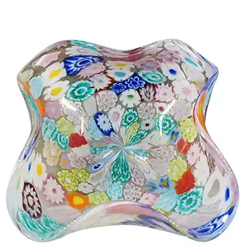 LABELLED Oball Murano Millefiori & Gold Leaf Glass Bowl