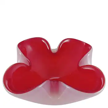 Murano Vintage Red & Opalescent White Glass Ashtray Bowl