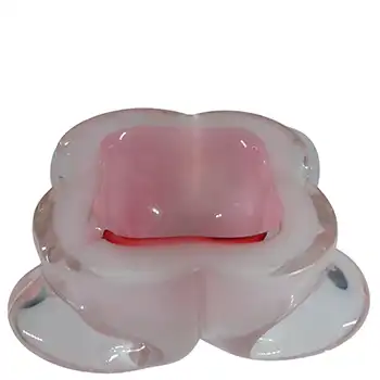 SIGNED Murano Geode Pink & White Sommerso Glass Bowl