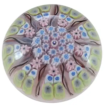 Strathearn #P8 Scottish 9 Spoke Millefiori Glass Paperweight