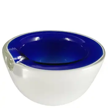 LABELLED Salviati Murano Blue & White Cased Glass Bowl