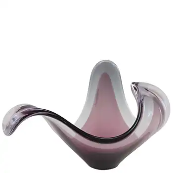 Bayel Vintage French Purple & Clear Glass Sculpture Bowl