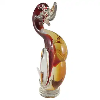 Murano Red & Amber Venetian Glass Vintage Duck Sculpture