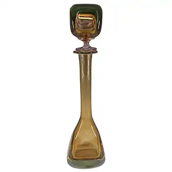 Seguso Vetri d'Arte Murano Sommerso Uranium Glass Bottle Vase by Pinzoni