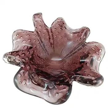 Seguso Vetri d'Arte #7610 Purple Glass Clover Bubble Bowl