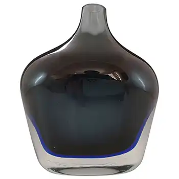 Seguso Vetri d'Arte Grey & Blue Sommerso Glass Vase by Flavio Poli