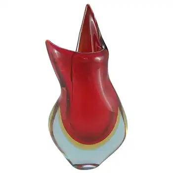 Murano / Venetian Red, Amber & Blue Sommerso Glass Vase