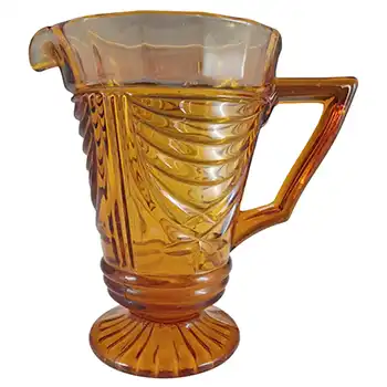 Sowerby #2550 Art Deco Vintage Amber Glass Water Jug