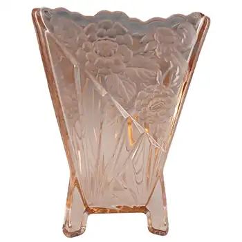 Sowerby Art Deco 1930's Pink Glass 'Daisy' Vase