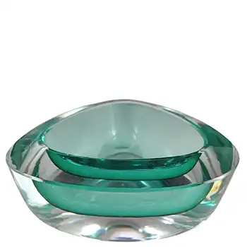 Strömberg #H89 Swedish Green Cased Glass Ashtray Bowl - Signed