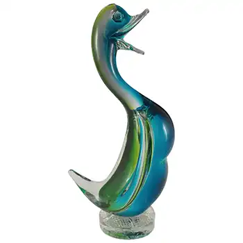 Murano Venetian Blue & Green Glass Vintage Duck Figurine