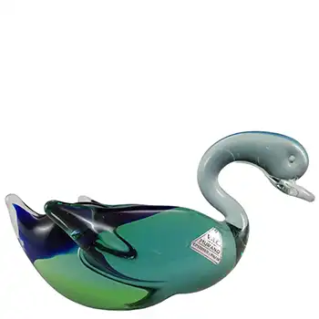 Cimarosti & Pinzan V. A. C. Murano Blue & Green Glass Duck