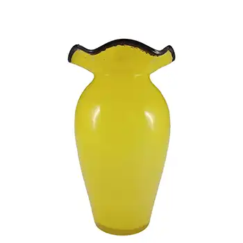 Czech / Bohemian Vintage Yellow & Black Tango Glass Vase