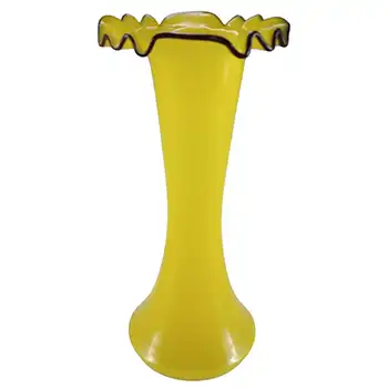 Czech Art Deco Vintage Yellow & Black Tango Glass Vase