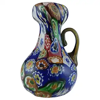 Fratelli Toso Murano Antique Millefiori Canes Glass Vase