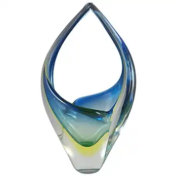 Arte Nuova Pustetto & Zanetti Murano Blue & Uranium Sommerso Glass Vase