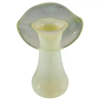 Victorian Vaseline Uranium Opalescent Glass Pulpit Vase