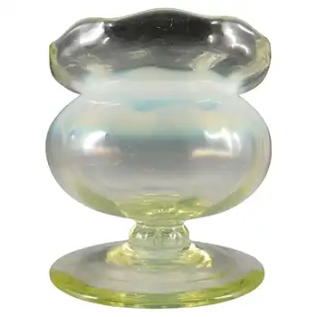 Victorian Vaseline Uranium Opalescent Glass Footed Vase