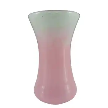 Vasart Large Pink & Green Mottled Glass Vase V006 - Signed