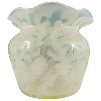 John Walsh Vaseline / Uranium Opalescent Glass 'Brocade' Vase