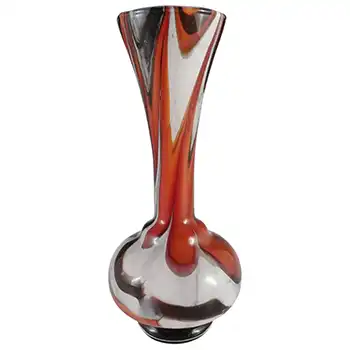 V.B. Opaline Florence Empoli Marbled Orange & Brown Glass Vase