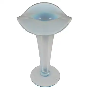 Victorian Blue & Opalescent White Glass Jack-in-the-Pulpit Vase