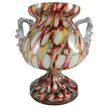 Welz Czech Honeycomb Spatter Glass Trophy Vase