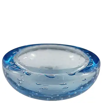Whitefriars #9099 Sapphire Blue Glass Controlled Bubble 5" Bowl