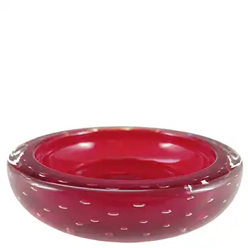 Whitefriars #9099 Ruby Red Glass Controlled Bubble 6" Bowl