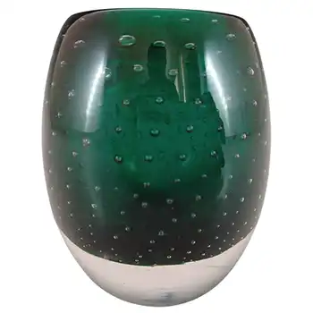 Whitefriars #9506 Cased Green Glass Ovoid Bubble Vase