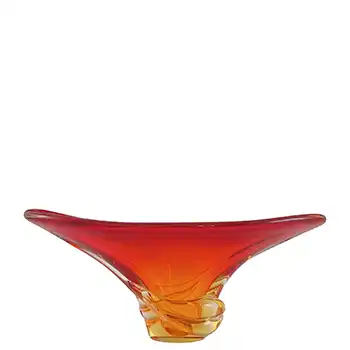 Arte Nuova Pustetto & Zanetti Murano Red & Amber Sommerso Glass Vase
