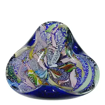 AVEM Murano Zanfirico Bizantino / Tutti Frutti Blue Glass Bowl