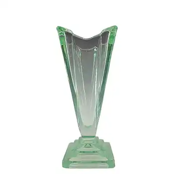 Bagley #1333 Art Deco 7.5" Vintage Green Glass 'Wyndham' Vase