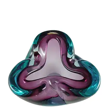 Barbini Murano Purple & Blue Vintage Glass Biomorphic Bowl