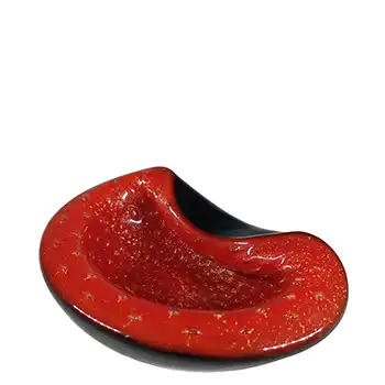 Barbini Murano Vintage Red & Black Glass Gold Leaf Bowl
