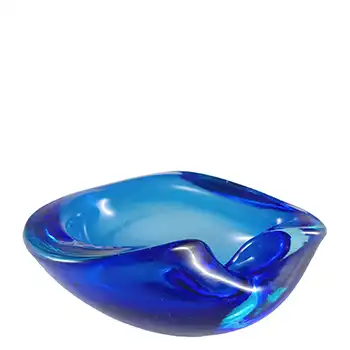 Barbini Murano Blue Glass Vintage Biomorphic Ashtray Bowl