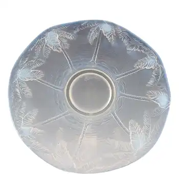 MARKED Barolac Art Deco Opaline / Opalescent Glass Palm Trees Plate