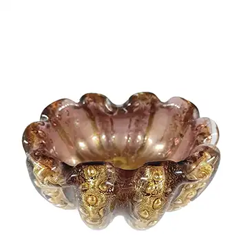 Barovier & Toso Murano Purple & Gold Leaf Glass Bowl