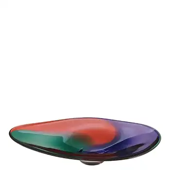 SIGNED Krystyna Glass Pink, Purple & Green Bowl by Jan Benda