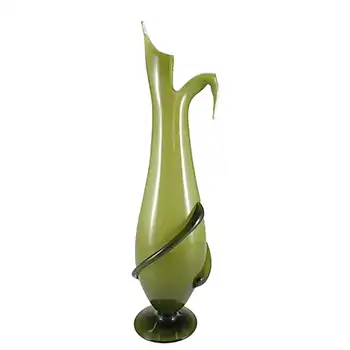 Cristalleria Fratelli Betti / Alrose Italian Empoli Green Glass Vase