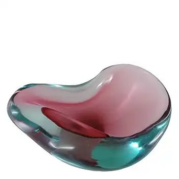 Seguso Vetri d'Arte Murano Biomorphic Pink & Blue Glass Ashtray Bowl
