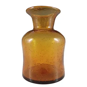 SIGNED Kosta Boda Bubbly Amber Glass Vase Erik Hoglund #H832